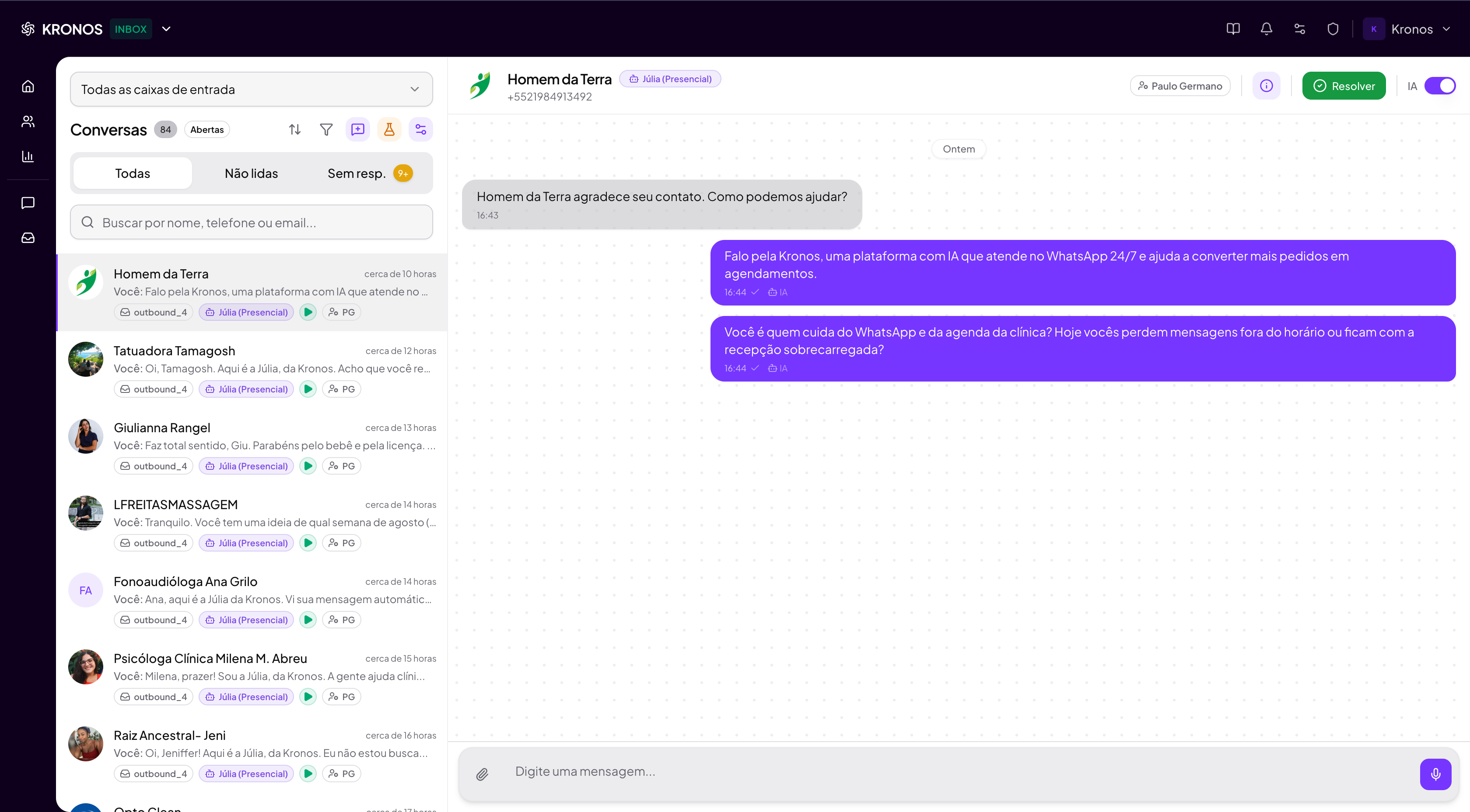 Prévia do Kronos Inbox